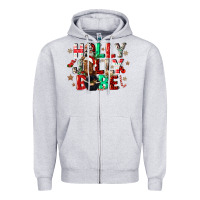 Heather Grey holly jolly babe Zipper Hoodie - CowGirlArtShop