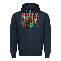 Navy holly jolly babe Zipper Hoodie - CowGirlArtShop