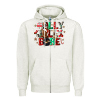 Oatmeal Heather holly jolly babe Zipper Hoodie - CowGirlArtShop
