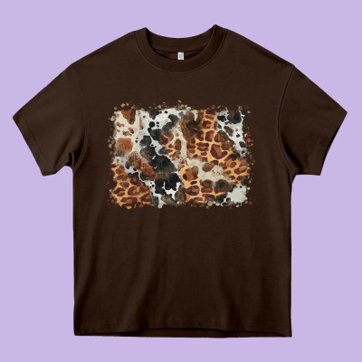 Cowhide Leopard Background Heavy Core Tee Designed By Barkaloodesign