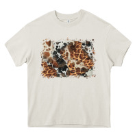 Cream cowhide leopard background Heavy Core Tee - BarkalooDesign