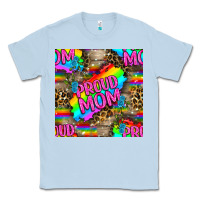 Dusty Blue Pride LGBTQ+ Proud Mom With Leoapard Patterns Classic Tee - BundleAndBundleShop