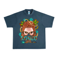 Midnight Navy Western Rodeo Girl Braid Red Hair Urban Heavy Tee - BundleAndBundleShop