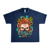Navy Western Rodeo Girl Braid Red Hair Urban Heavy Tee - BundleAndBundleShop