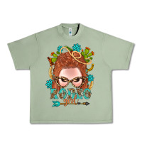 Oil Green Western Rodeo Girl Braid Red Hair Urban Heavy Tee - BundleAndBundleShop