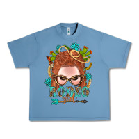 Pebble Blue Western Rodeo Girl Braid Red Hair Urban Heavy Tee - BundleAndBundleShop
