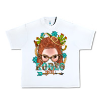 White Western Rodeo Girl Braid Red Hair Urban Heavy Tee - BundleAndBundleShop