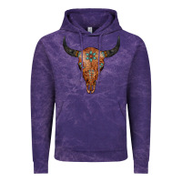 Cloud Purple Western Tooled Leather Bull Skull Vintage Hoodie - Jasminsmagicworld