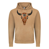 Vintage Camel Western Tooled Leather Bull Skull Vintage Hoodie - Jasminsmagicworld