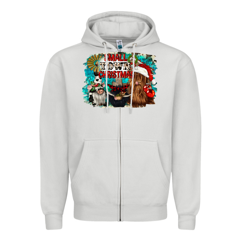 Small Town Christmas Zipper Hoodie by CowGirlArtShop | Teevron