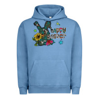 Pigment Pebble Blue Happy Easter Urban Hoodie - CowhideDigitalArt