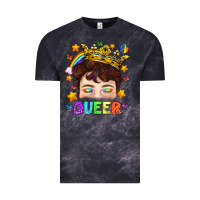 Cloud Black LGBTQ+ Queer Portrait With Crown And Rainbow Vintage Tee - BundleAndBundleShop