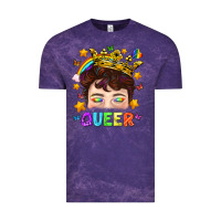 Cloud Purple LGBTQ+ Queer Portrait With Crown And Rainbow Vintage Tee - BundleAndBundleShop