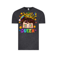 Vintage Black LGBTQ+ Queer Portrait With Crown And Rainbow Vintage Tee - BundleAndBundleShop