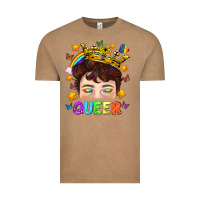 Vintage Coffee LGBTQ+ Queer Portrait With Crown And Rainbow Vintage Tee - BundleAndBundleShop