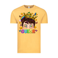 Vintage Mustard LGBTQ+ Queer Portrait With Crown And Rainbow Vintage Tee - BundleAndBundleShop
