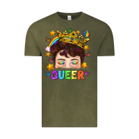 Vintage Olive LGBTQ+ Queer Portrait With Crown And Rainbow Vintage Tee - BundleAndBundleShop
