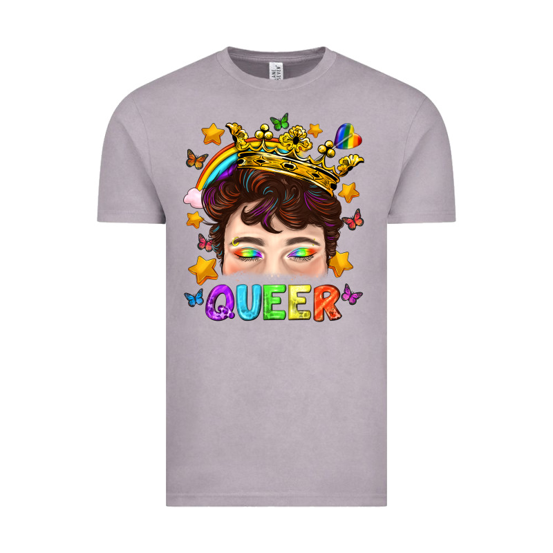 Lgbtq+ Queer Portrait With Crown And Rainbow Vintage Tee by BundleAndBundleShop | Teevron
