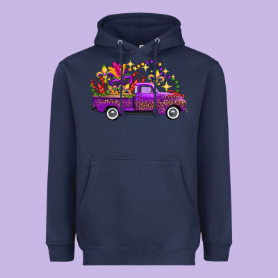 Mardi Gras Leopard Truck Heavyweight Hoodie Designed By Fadigitalartstudio