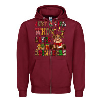 Burgundy just a girl who loves reindeers Zipper Hoodie - CowGirlArtShop