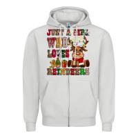 Dove Grey just a girl who loves reindeers Zipper Hoodie - CowGirlArtShop