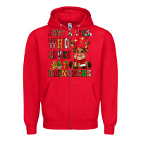 Red just a girl who loves reindeers Zipper Hoodie - CowGirlArtShop