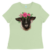 Matcha suffolk ewe sheep with floral headdress Ladies Tee - BarkalooDesign