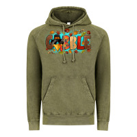 Vintage Olive gobble with thanksgiving turkeys Vintage Hoodie - MaliasSmallBusiness