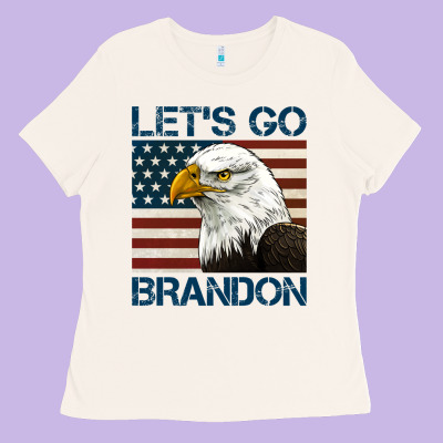 American Bald Eagle Let's Go Brandon Ladies Tee Designed By Jasminsmagicworld