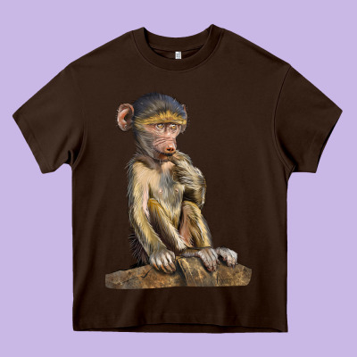 Baby Baboon Illustrations Heavy Core Tee Designed By Lillyallendesigns