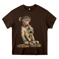 Chocolate Brown Baby Baboon Illustrations Heavy Core Tee - LillyAllenDesigns