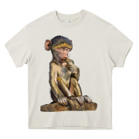 Cream Baby Baboon Illustrations Heavy Core Tee - LillyAllenDesigns