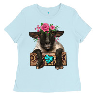 Suffolk Ewe Peeking With Floral Headdress Ladies Tee | Teevron