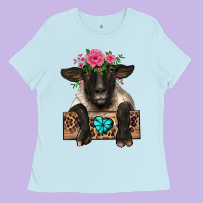 Suffolk Ewe Peeking With Floral Headdress Ladies Tee Designed By Barkaloodesign