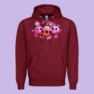 Pink Christmas Zipper Hoodie Designed By Cowgirlartshop