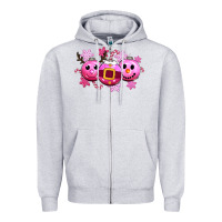 Heather Grey pink christmas Zipper Hoodie - CowGirlArtShop