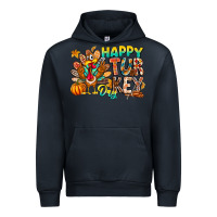 Navy Happy Turkey Day Urban Hoodie - CowhideDigitalArt