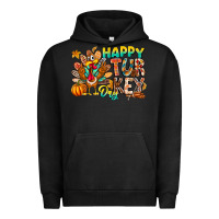 Pigment Black Happy Turkey Day Urban Hoodie - CowhideDigitalArt
