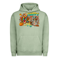 Pigment Oil Green Happy Turkey Day Urban Hoodie - CowhideDigitalArt