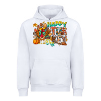 White Happy Turkey Day Urban Hoodie - CowhideDigitalArt