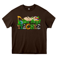 Chocolate Brown one lucky teacher Heavy Core Tee - AdoDesignShop