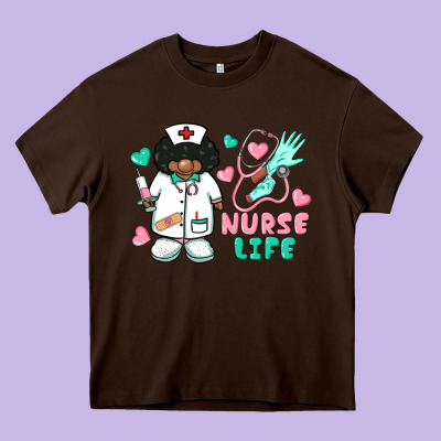 Nurse Life Afro American Nurse Heavy Core Tee Designed By Barkaloodesign