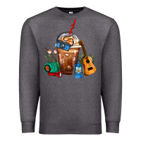 Charcoal Heather Camping Frappe Coffee Premium Sweatshirt - FaDigitalArtStudio
