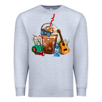 Heather Grey Camping Frappe Coffee Premium Sweatshirt - FaDigitalArtStudio