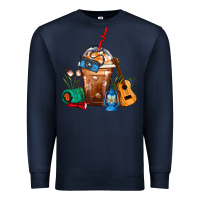 Navy Camping Frappe Coffee Premium Sweatshirt - FaDigitalArtStudio
