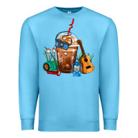Ocean Blue Camping Frappe Coffee Premium Sweatshirt - FaDigitalArtStudio