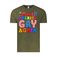 Vintage Olive Make America Gay Again Vintage Tee - BundleAndBundleShop