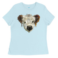 Baby Blue white calf scottish Ladies Tee - BarkalooDesign