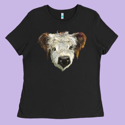 White Calf Scottish Ladies Tee Designed By Barkaloodesign