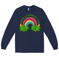Navy happy st patricks day rainbow and shamrock Long Sleeve Tee - RanaPortraitStore